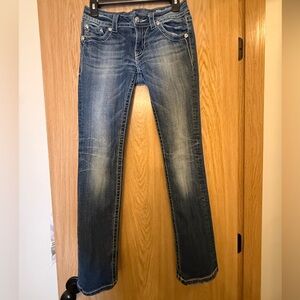 Miss Me JE5388TR Straight Jeans Size 27 Bling Pockets Medium Wash